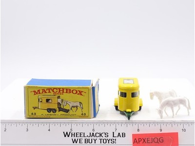 Pony Trailer W/ Horses No. 43 Lesney Matchbox Series 1960s Made In England W/Box