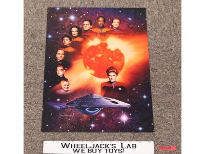 Cast of Voyager Star Trek Artist Dru Blair 16x12 Poster