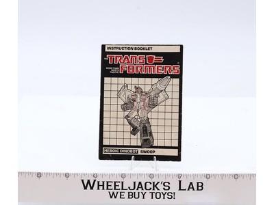 Swoop Action Figure Instruction Manual Booklet 1985 Hasbro G1 Transformers