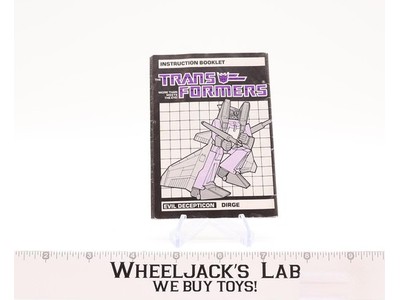 Dirge Action Figure Instruction Manual Booklet 1985 Hasbro G1 Transformers