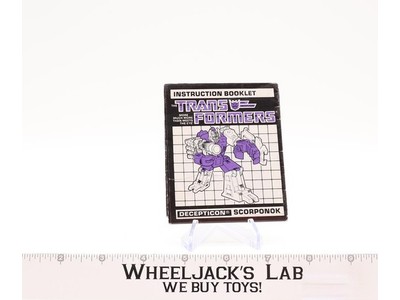 Scorponok Action Figure Instruction Manual Booklet 1987 G1 Transformers