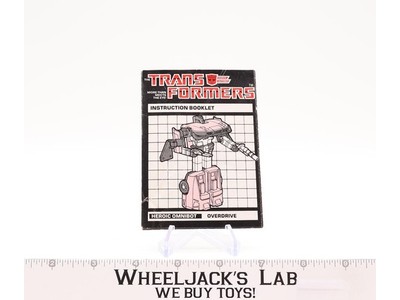 Overdrive Action Figure Instruction Manual Booklet 1984 G1 Transformers