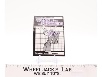 Octane Instructions Manual Booklet 1986 Hasbro G1 Transformers Vintage Figure