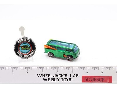 Volkswagen Beach Bomb w/Boards & Button Green 1969 Hot Wheels Mattel Vtg Redline