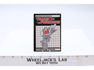 Springer Triple Changer Vintage Instruction Manual Booklet 1986 G1 Transformers
