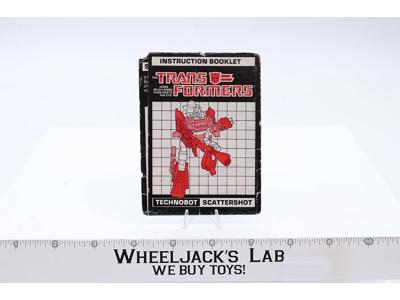 Scattershot Action Figure Instruction Manual Booklet 1987 Hasbro G1 Transformers
