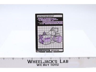 Reflector Action Figure Instruction Manual Booklet 1985 Hasbro G1 Transformers