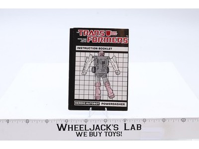 Powerdasher Jet Action Figure Instruction Manual Booklet 1985 G1 Transformers