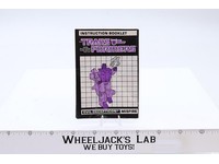 Misfire Action Figure Instruction Manual Booklet 1987 Hasbro G1 Transformers