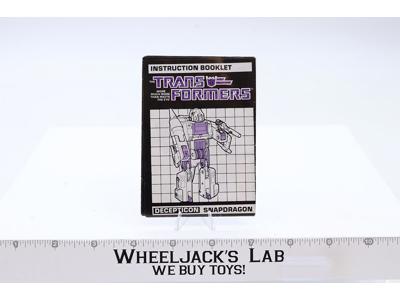 Snapdragon Action Figure Instruction Manual Booklet 1986 Hasbro G1 Transformers