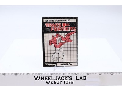 Highbrow Action Figure Vintage Instruction Manual Booklet 1987 G1 Transformers