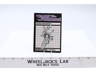 Shrapnel Action Figure Instruction Booklet Manual 1984 Vintage G1 Transformers