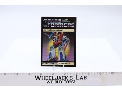 Starscream Action Figure Instruction Manual Booklet 1984 Hasbro G1 Transformers
