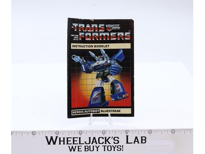 Bluestreak Instructions Manual Booklet 1985 Hasbro G1 Transformers Vintage