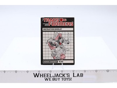Slag Figure Instruction Manual Booklet 1985 G1 Transformers