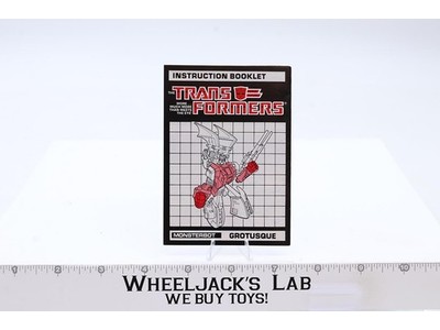 Grotusque Instruction Manual Booklet Action Figure 1986 Hasbro G1 Transformers