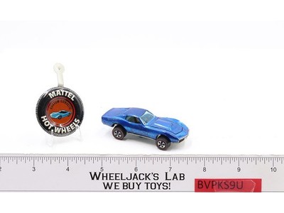 Custom Corvette Blue 1967 1968 Redline Hot Wheels Mattel Vintage RL w/ Button HK