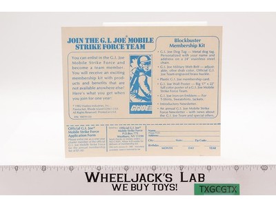 G.I. Joe Mobile Strike Force Team Offer Hasbro 1982 Vintage