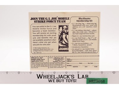 G.I. Joe Mobile Strike Force Team Offer Hasbro 1982 Vintage
