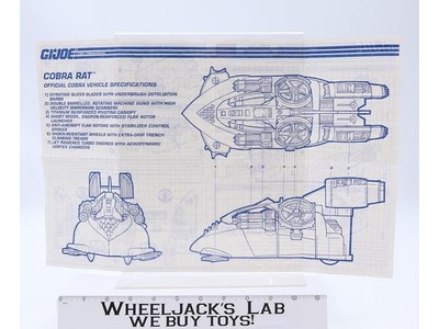 Cobra Rat 1991 ORIGINAL Instructions Blueprints G.I. Joe Hasbro Action Figure