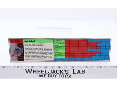 Overload Action Figure Tech Spec 1989 Vintage Hasbro G1 Transformers