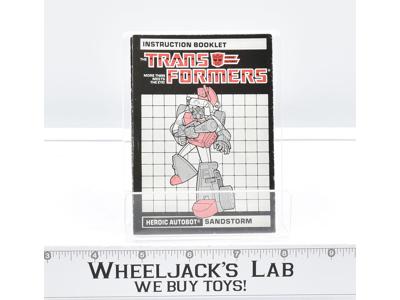 Sandstorm Action Figure Instruction Manual Booklet 1986 Hasbro G1 Transformers