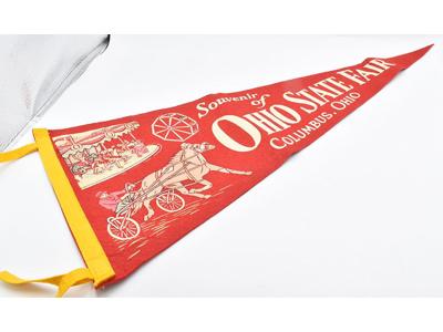 Souvenir of Ohio State Fair Columbus Ohio 29" Felt Pennant Vintage