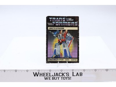 Starscream ITALIAN Instruction Manual Booklet 1984 Hasbro G1 Transformers