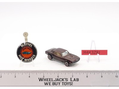 Custom Camaro BROWN w/ White Int Hot Wheels Mattel 1967 Redline Vtg RL w/ Button