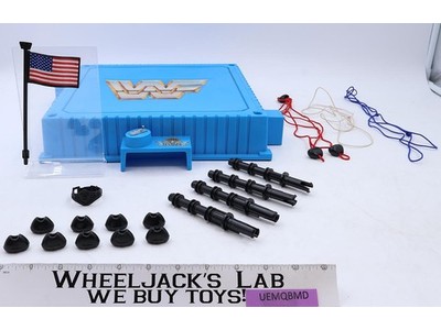 Official Wrestling Ring Complete BLACK WWE WWF 1990 Hasbro Action Figure Playset