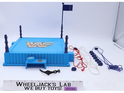 Official Wrestling Ring Complete BLUE WWE WWF 1990 Hasbro Action Figure Playset