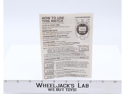 Stop Watch Instruction Manual Stopwatch M.A.S.K. MASK 1980s Kenner Vintage