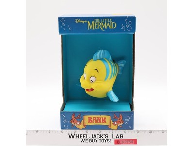 Flounder Vinyl Coin Bank W/ Stopper The Little Mermaid Vintage Disney NEW MISB