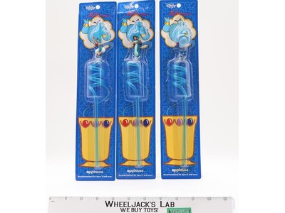 Lot of 3 Aladdin Sipper Curly Straws 1998 Disney Applause NEW SEALED