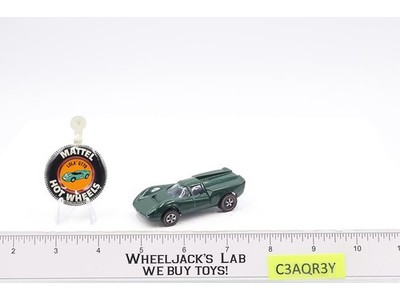 Lola GT70 Dark Green Enamel 1968 1969 Mattel Hot Wheels Redline Vtg RL w/ Button