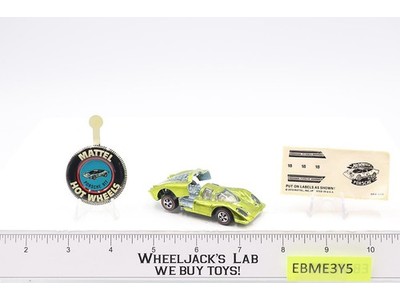 Porsche 917 Lime Green 1969 1970 Redline Hot Wheels Mattel Vtg w/Button & Decals