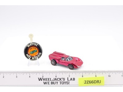 Lola GT70 Creamy Pink Rose 1969 Redline Hot Wheels Mattel Vintage RL w/ Button