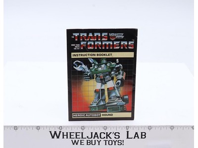 Hound Instruction Manual Booklet Action Figure 1984 Hasbro G1 Transformers
