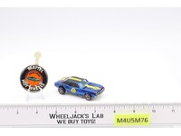 Custom Camaro Blue w/ Black Roof 1967 1968 Hot Wheels Mattel RL w/ Button