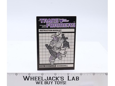 Bombshell Action Figure Instruction Manual Booklet 1985 Hasbro G1 Transformers