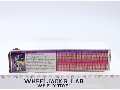 Soundwave Action Figure Tech Spec 1984 Vintage Hasbro G1 Transformers