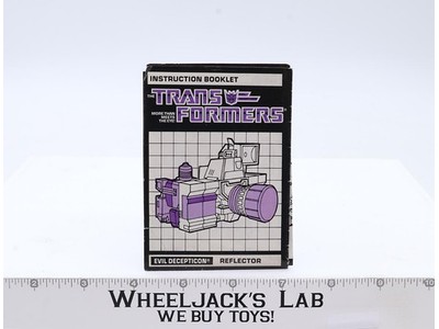 Reflector Action Figure Instruction Manual Booklet 1985 Hasbro G1 Transformers