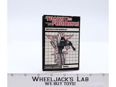 Snarl Action Figure Instruction Manual Booklet 1985 Hasbro G1 Transformers