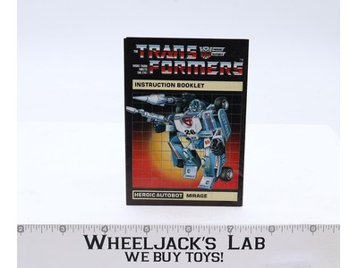 Mirage Instruction Manual Booklet 1984 Hasbro G1 Transformers Vintage