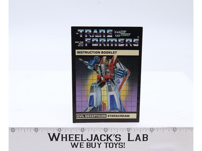 Starscream Action Figure Instruction Manual Booklet 1985 Hasbro G1 Transformers