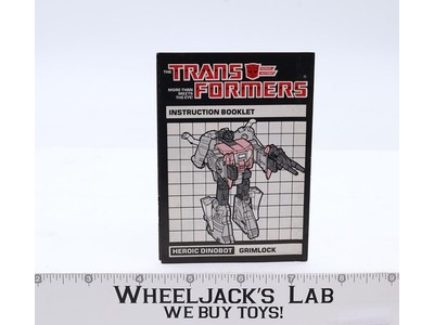 Grimlock Instruction Manual Booklet 1985 Hasbro G1 Transformers