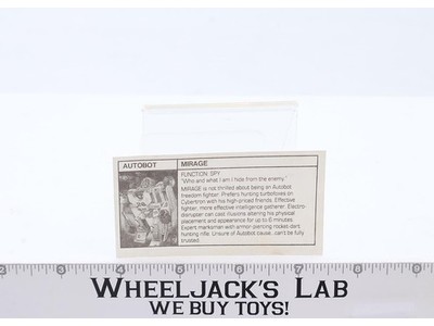Mirage Mail Away Tech Spec 1986 G1 Transformers Vintage Hasbro RARE