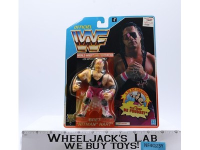 Bret Hitman Hart FRENCH CARD WWF Wrestling 1992 Hasbro Action Figure NEW SEALED