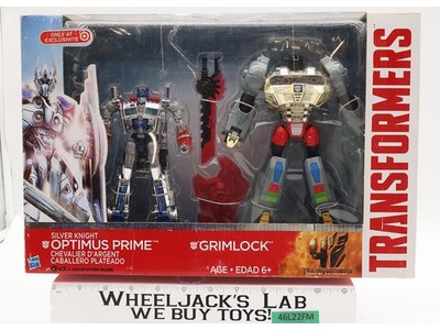 Silver Knight Optimus Prime + Grimlock Transformers Age of Extinction Hasbro NEW