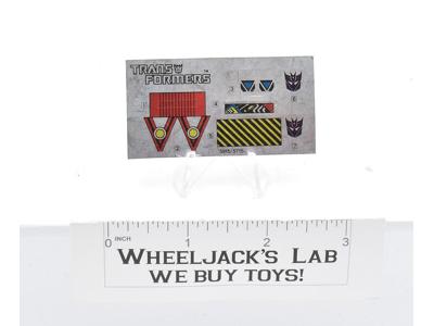 Bonecrusher Decal Sticker Sheet G1 Transformers 1985 Vintage Action Figure
